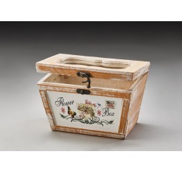 Rectangular Wooden Container with Hinged Lid